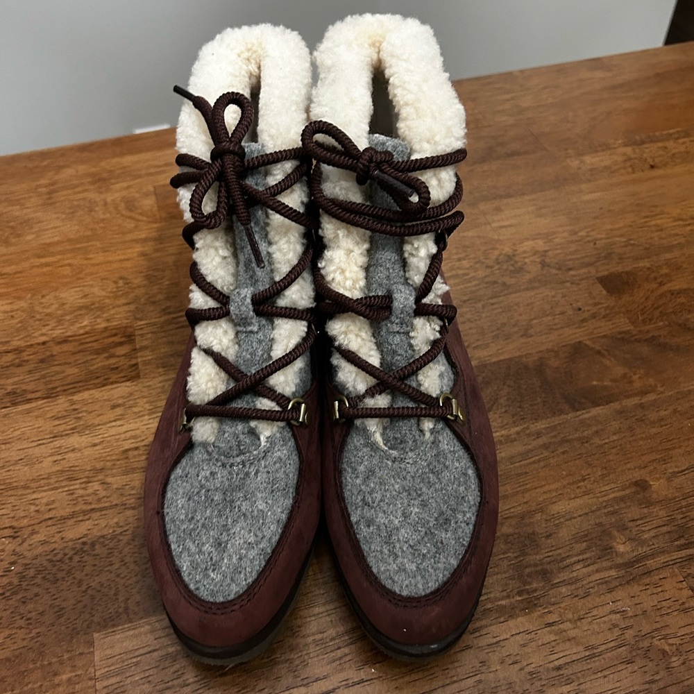 SOREL-Alpine Red Leather Booties Women's Size 10 - Picture 2 of 5